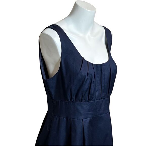 J. Crew Factory navy blue pleated sleeveless dress size 12 - Picture 3 of 14